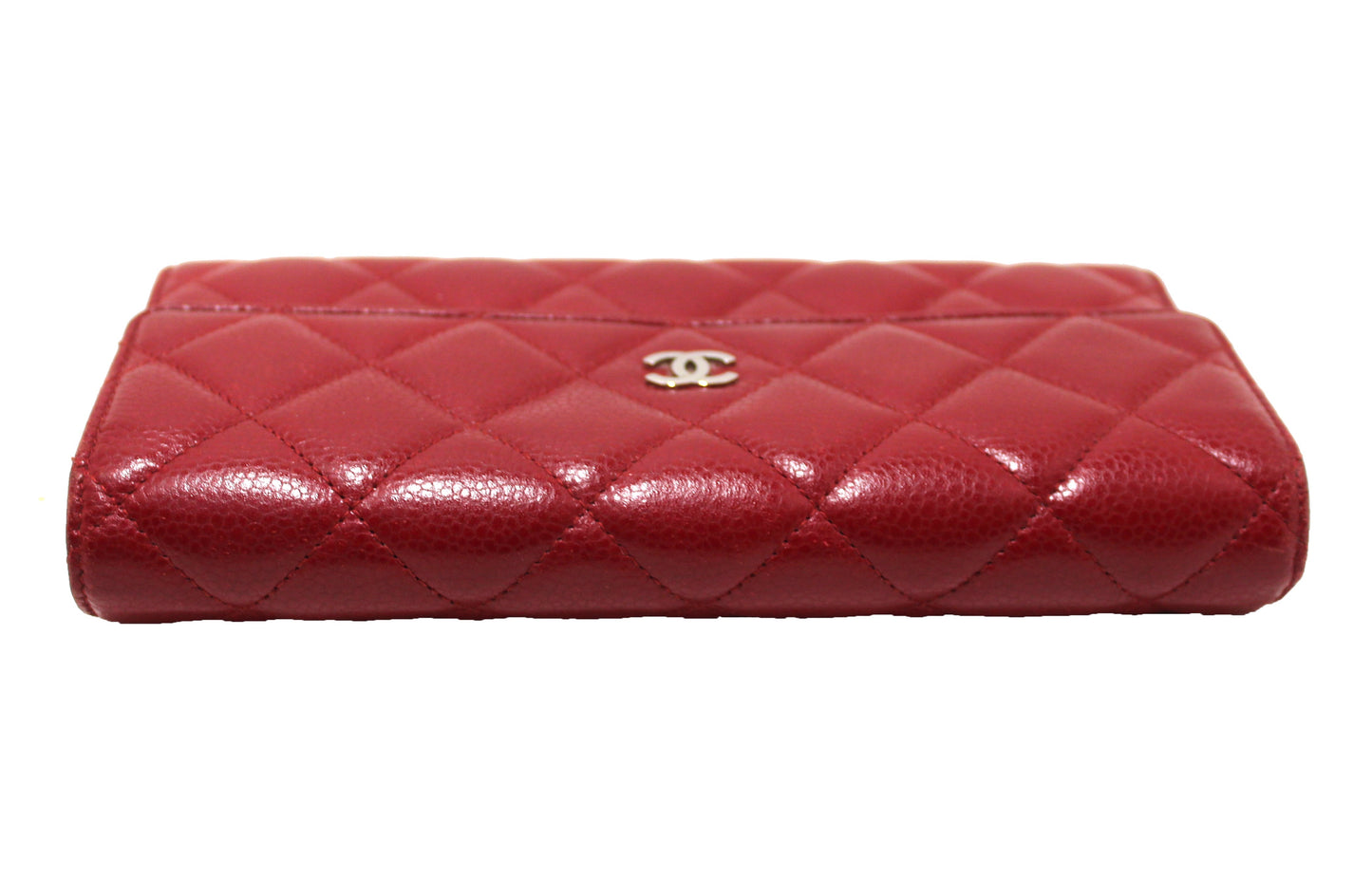 Chanel Red Caviar Leather Quilted Long Flap Wallet