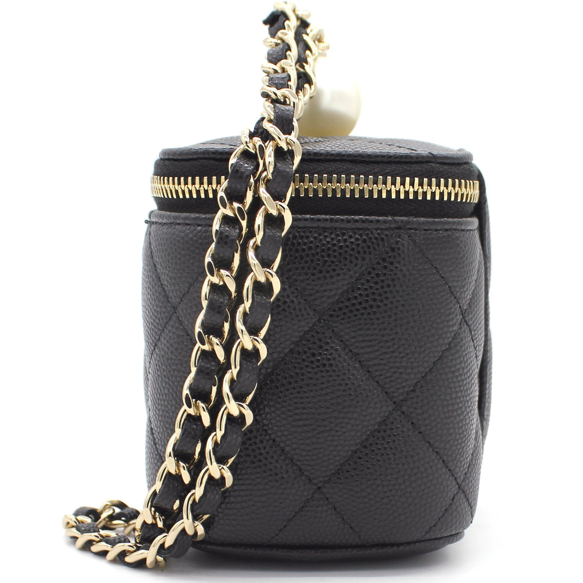 Chanel Mini Caviar GHW Vanity Case with Pearl Details
