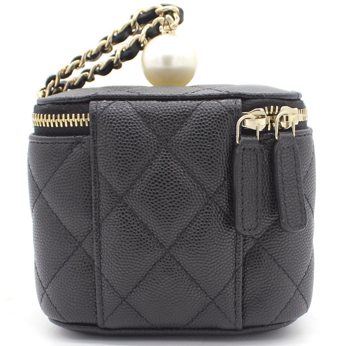 Chanel Mini Caviar GHW Vanity Case with Pearl Details