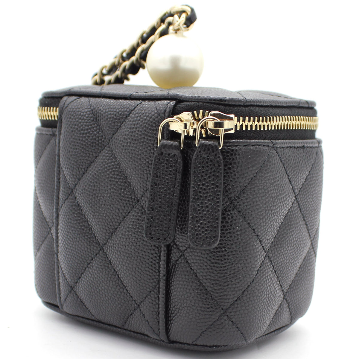 Chanel Mini Caviar GHW Vanity Case with Pearl Details