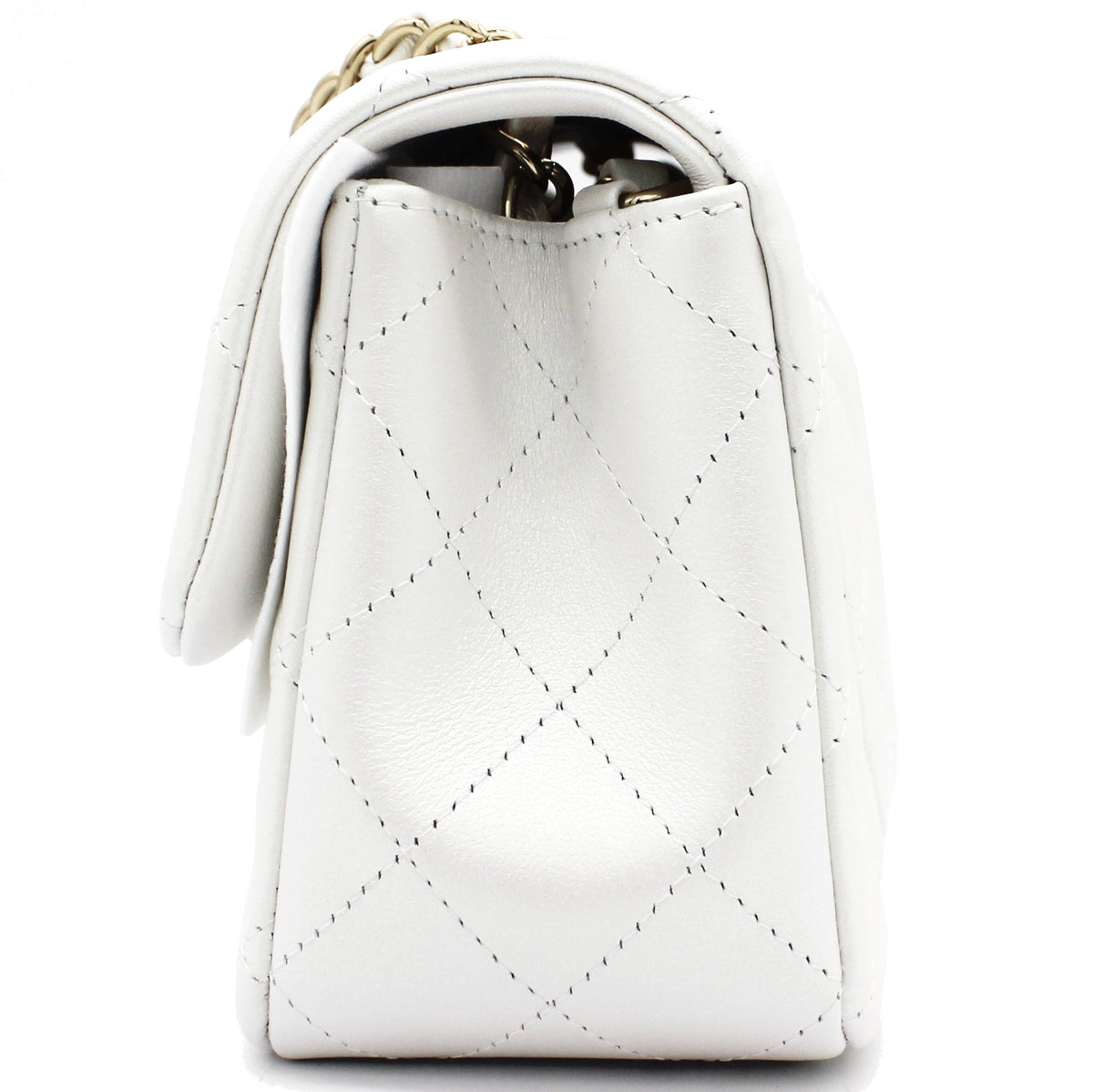 Chanel Mini Rectangular Flap Pearl White Calfskin