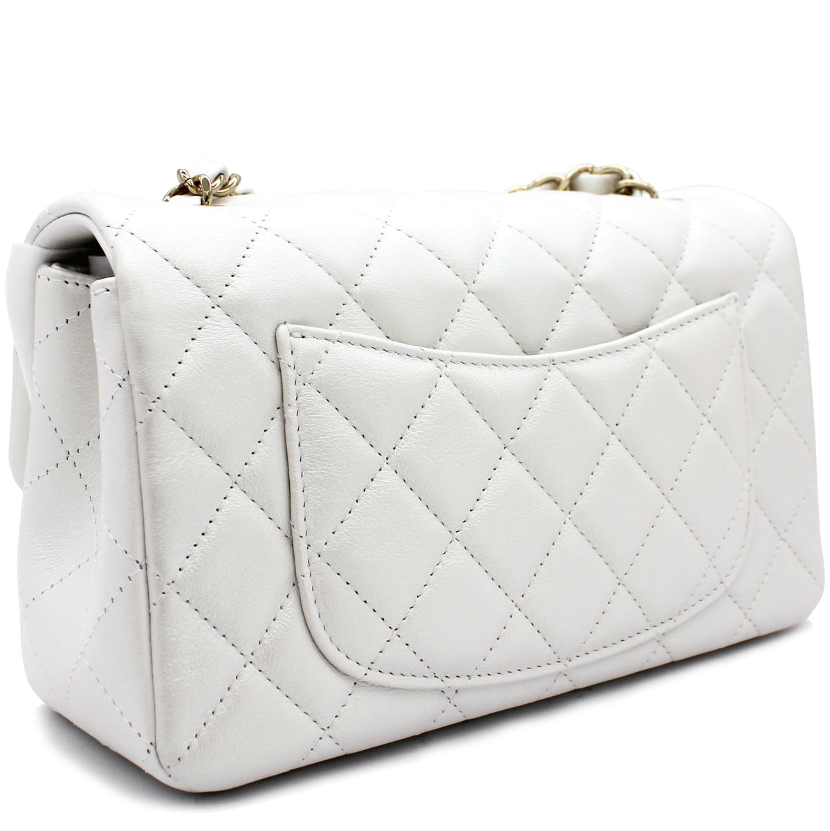 Chanel Mini Rectangular Flap Pearl White Calfskin