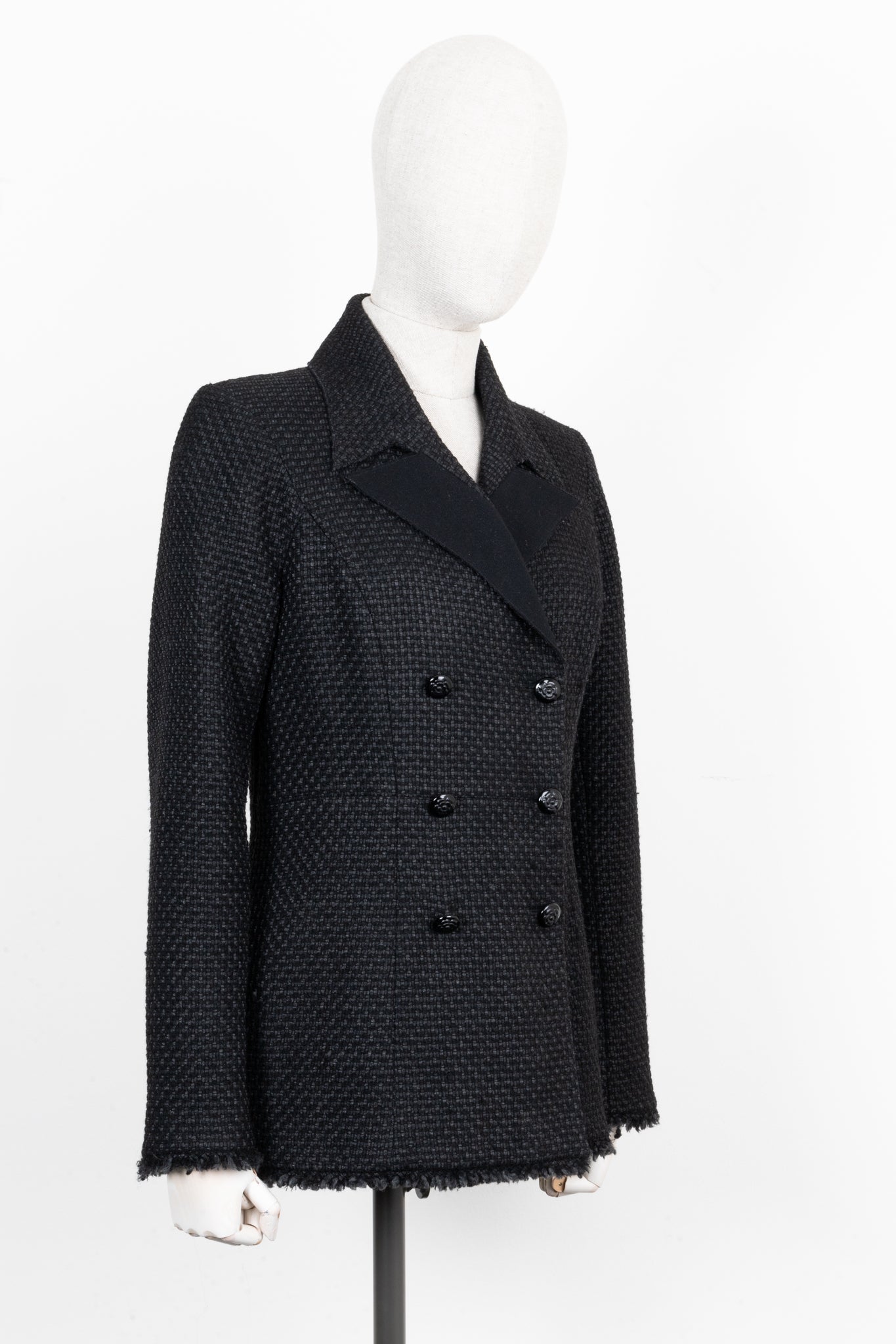 CHANEL Double Breasted Lurex Blazer Black