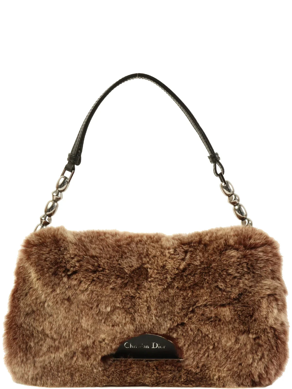 DIOR Fur Maris Pearl Logo Shoulder Bag Brown/Black