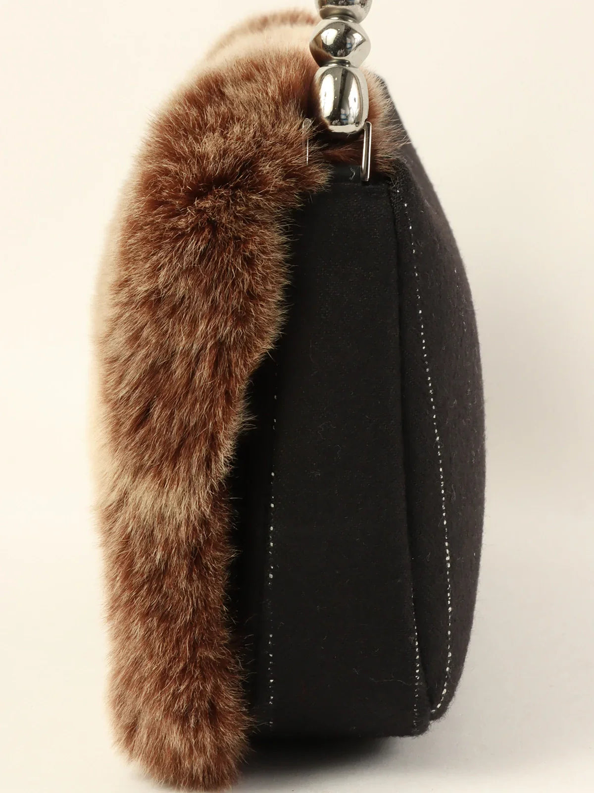 DIOR Fur Maris Pearl Logo Shoulder Bag Brown/Black