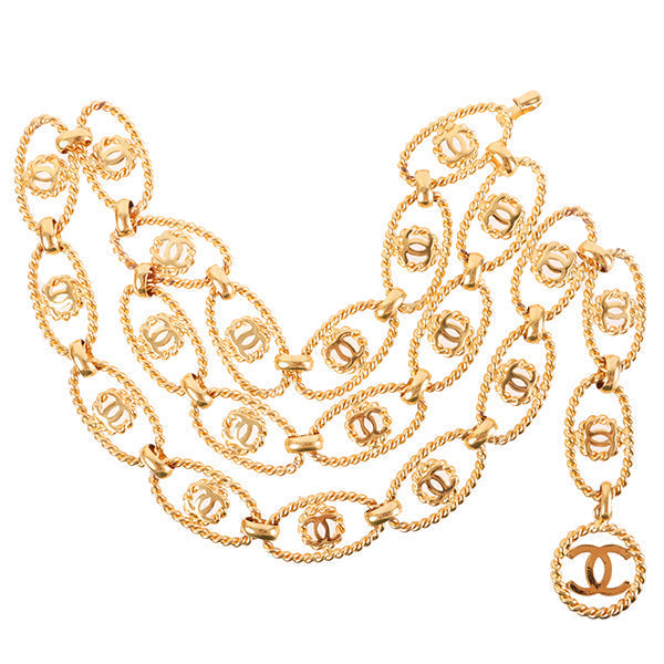 Chanel 1991 Made Oval Round Cc Mark Chain Belt