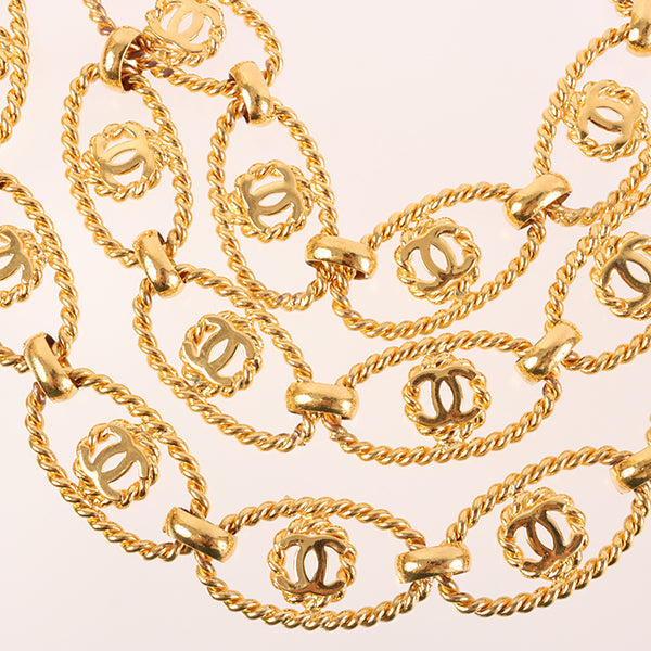 Chanel 1991 Made Oval Round Cc Mark Chain Belt