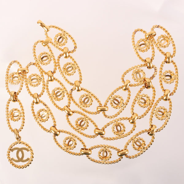 Chanel 1991 Made Oval Round Cc Mark Chain Belt