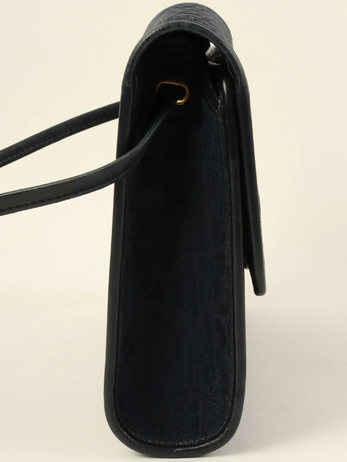 DIOR Trotter Pattern Round Logo Plate Shoulder Bag Navy