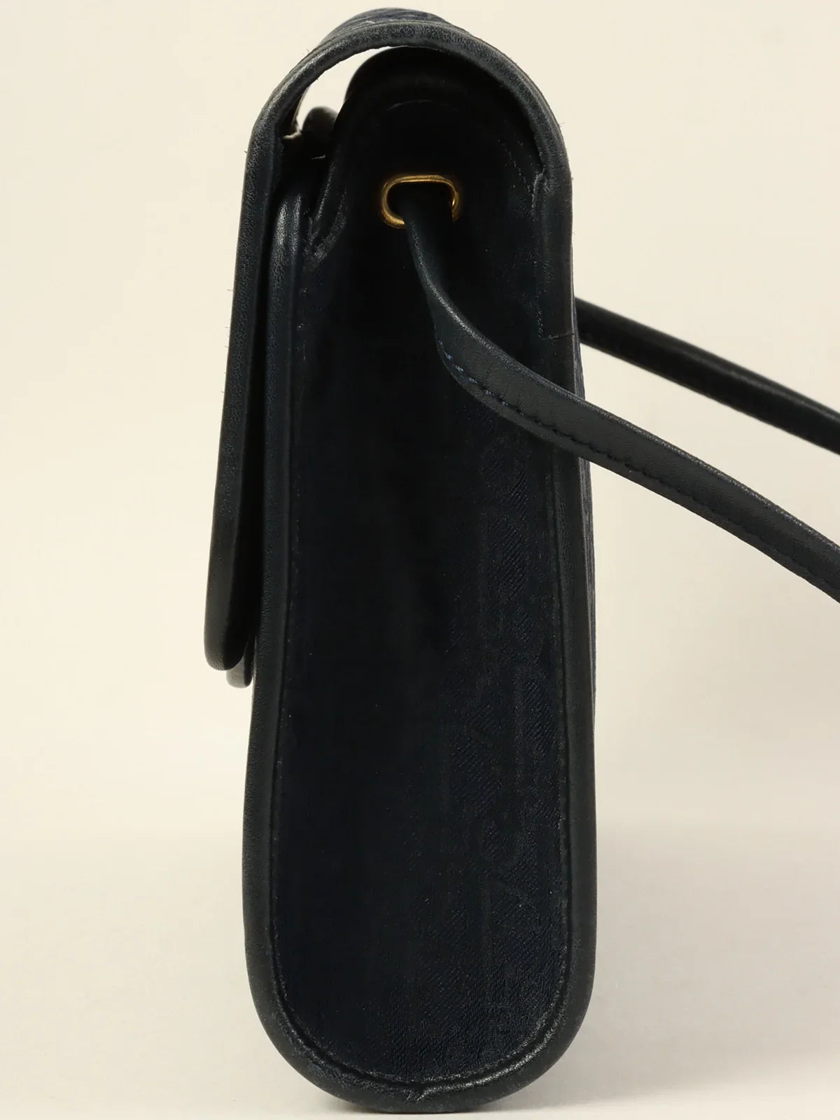 DIOR Trotter Pattern Round Logo Plate Shoulder Bag Navy
