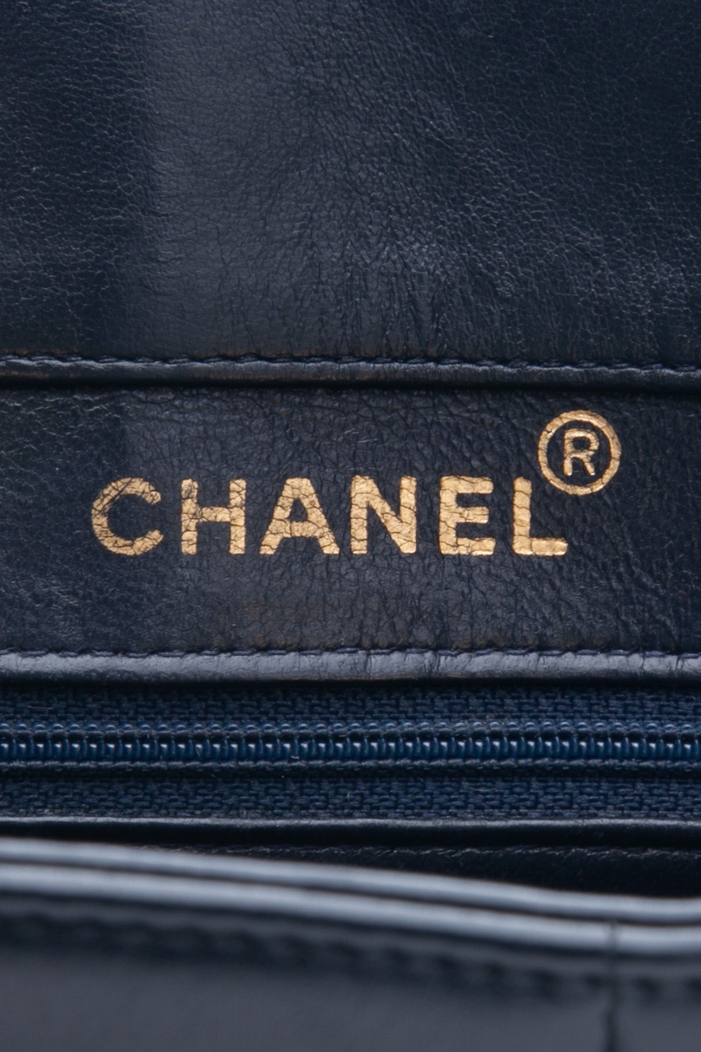 Chanel Vintage Dark Navy Lambskin Vertical Pocket Tote Bag