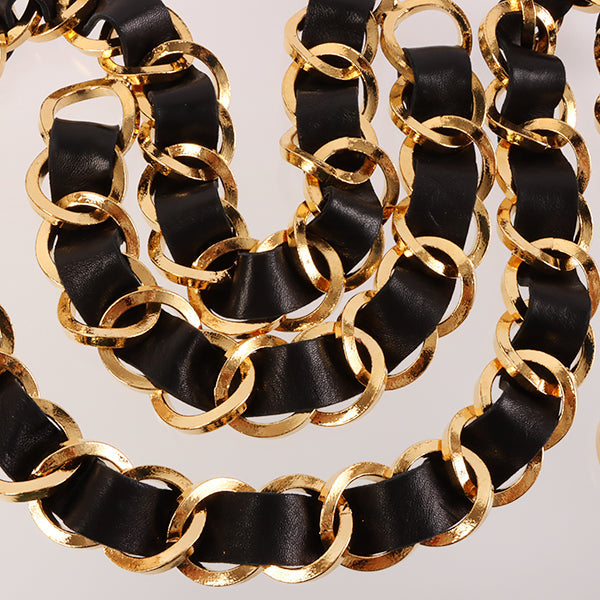 Chanel 1991 Made Round Cc Mark Cutout Charm Chain Belt Black