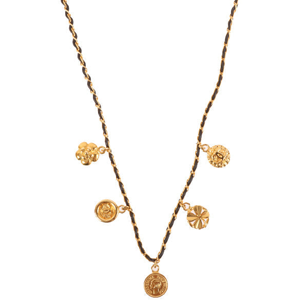 Chanel 1996 Made Mini Cc Mark Multi Charm Necklace Black