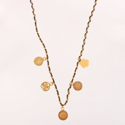 Chanel 1996 Made Mini Cc Mark Multi Charm Necklace Black