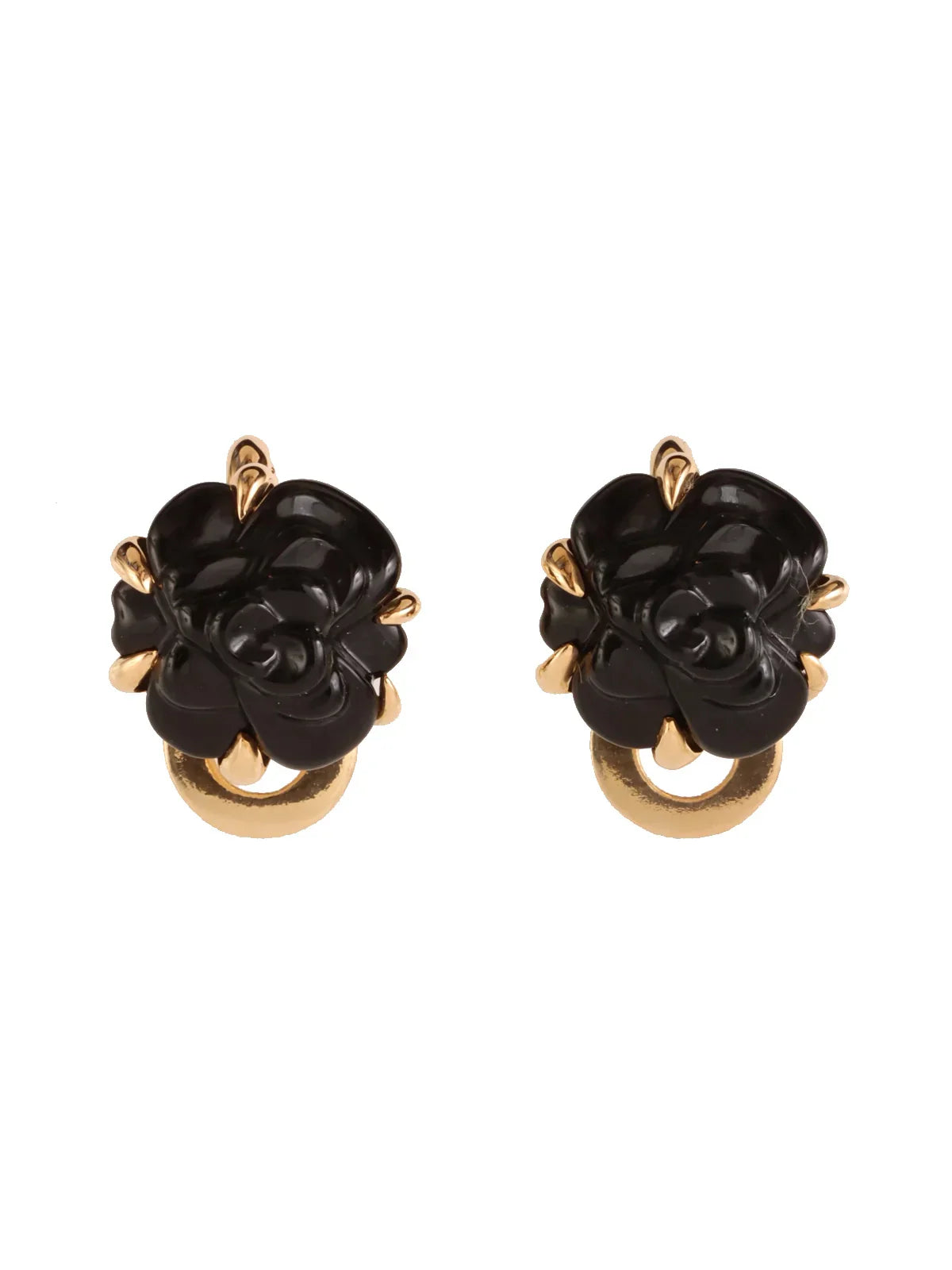 Top Quality Chanel Mini Camellia Earrings Black