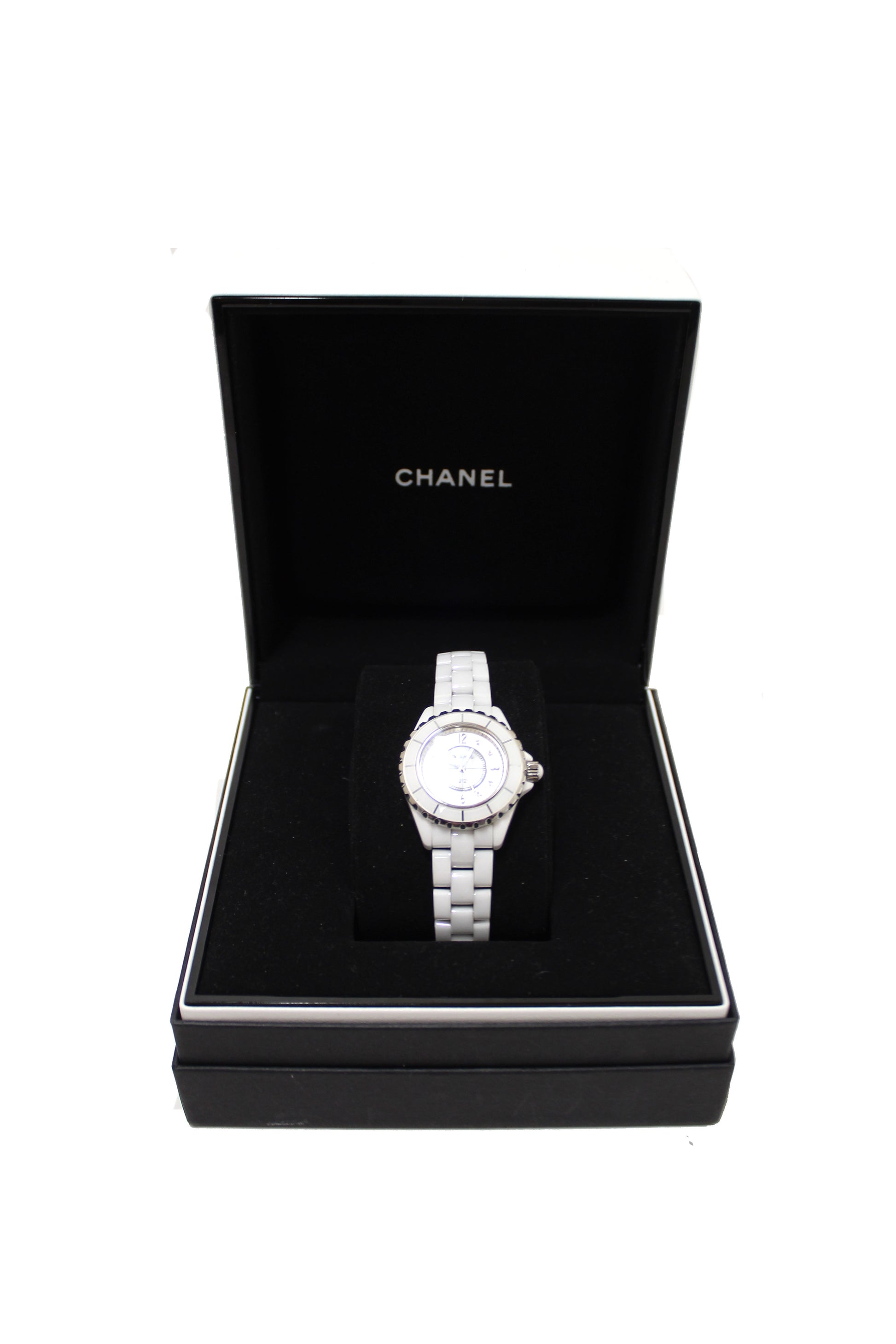 Chanel White Ceramic J12 Diamond Quatz Watch 33mm H2422 | Italystation.com