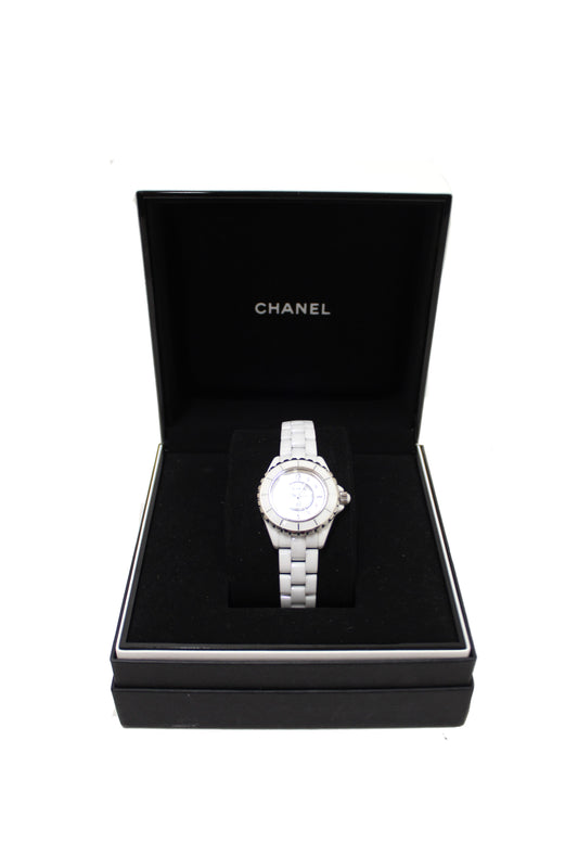 Chanel White Ceramic J12 Diamond Quatz Watch 33mm H2422 | Italystation.com