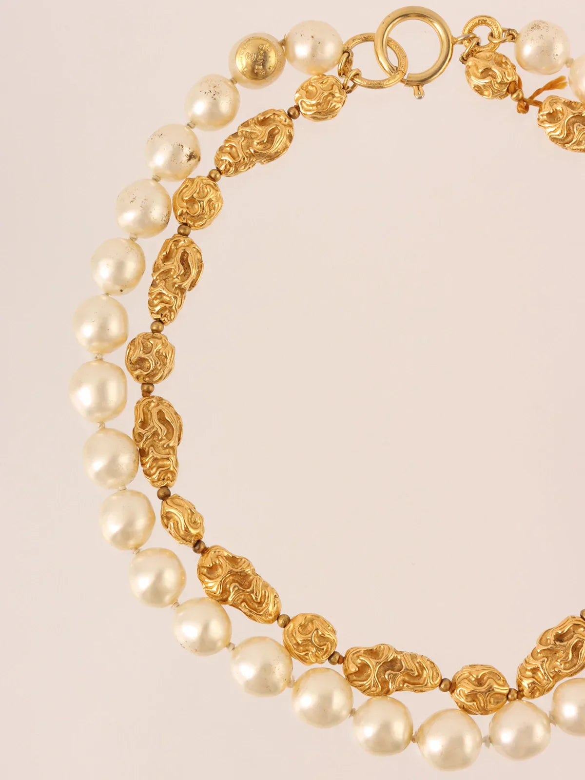 Top Quality Chanel Design Chain Pearl Double Necklace Gold