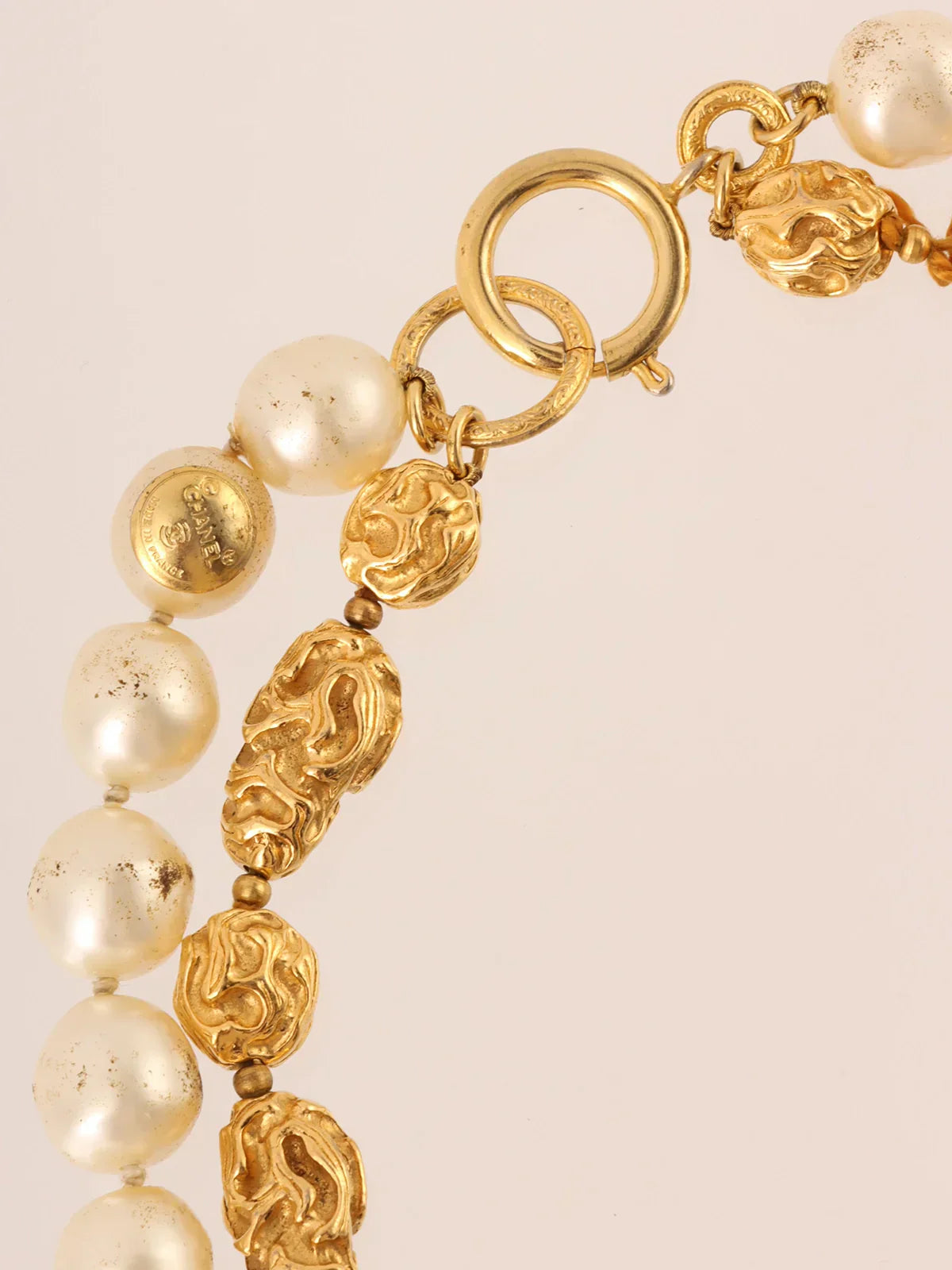 Top Quality Chanel Design Chain Pearl Double Necklace Gold