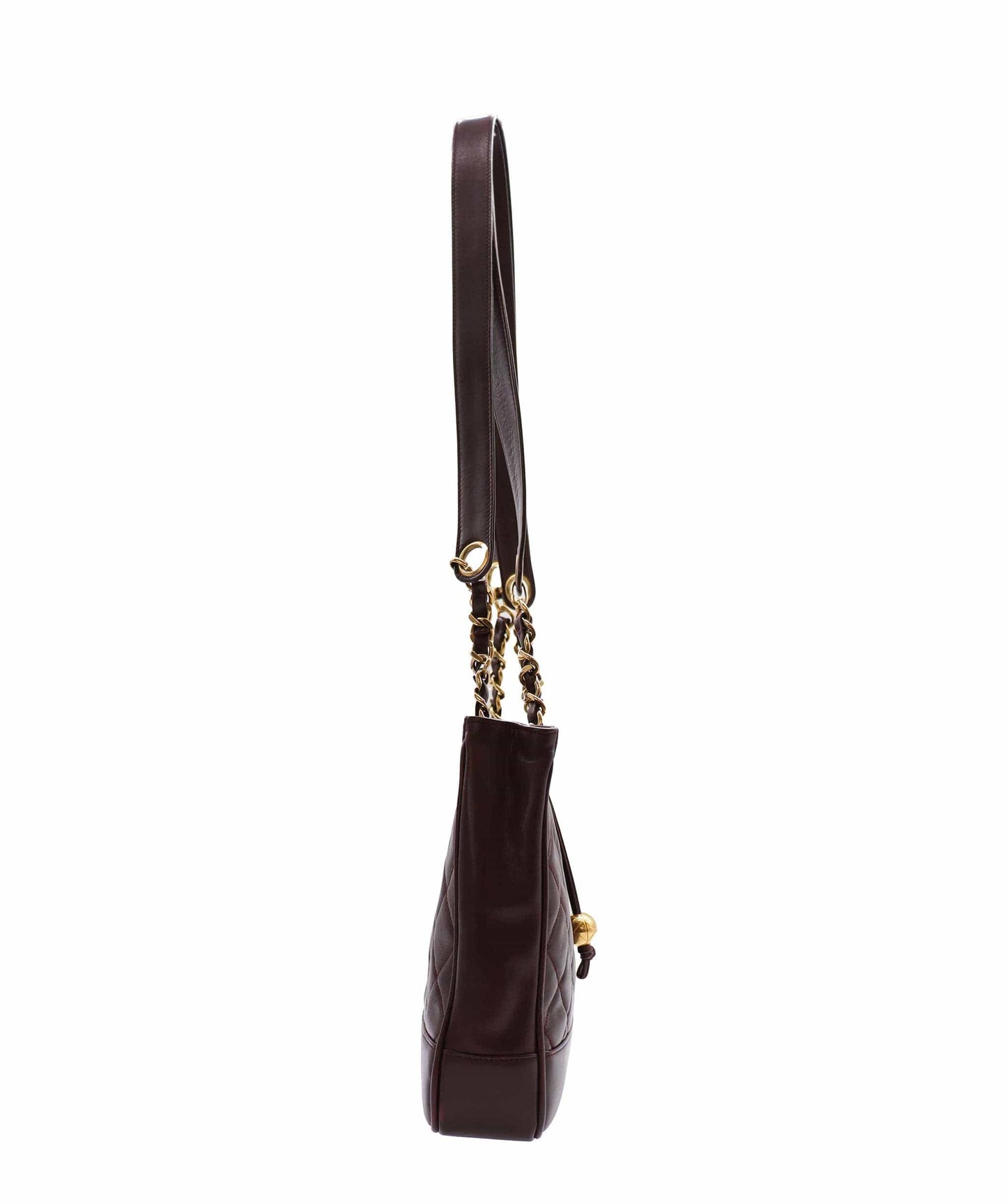 Chanel Vintage Lamb Skin Matelasse Chain Burgundy Tote bag ASC5821