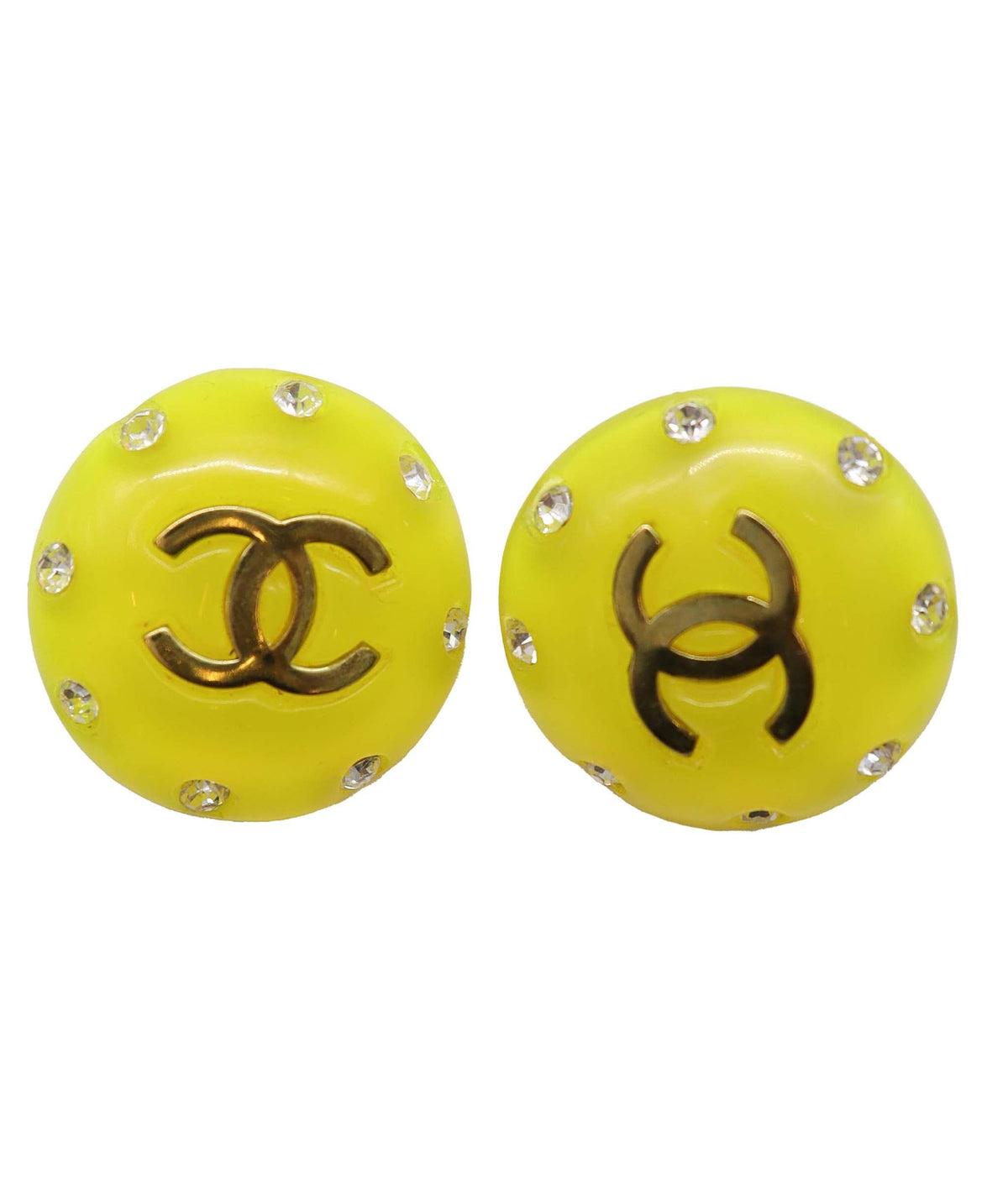 Chanel yellow vintage clip on earrings AVC2163