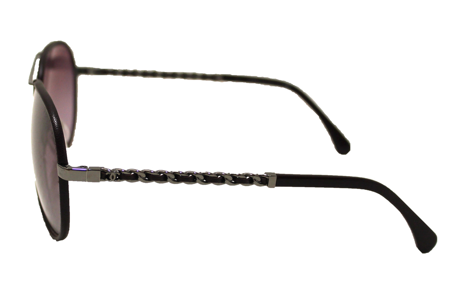 Chanel Violet Calfskin Metal Aviator Pilot Sunglasses 4219Q