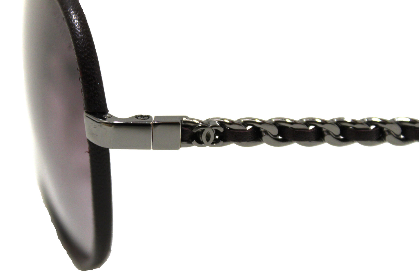 Chanel Violet Calfskin Metal Aviator Pilot Sunglasses 4219Q