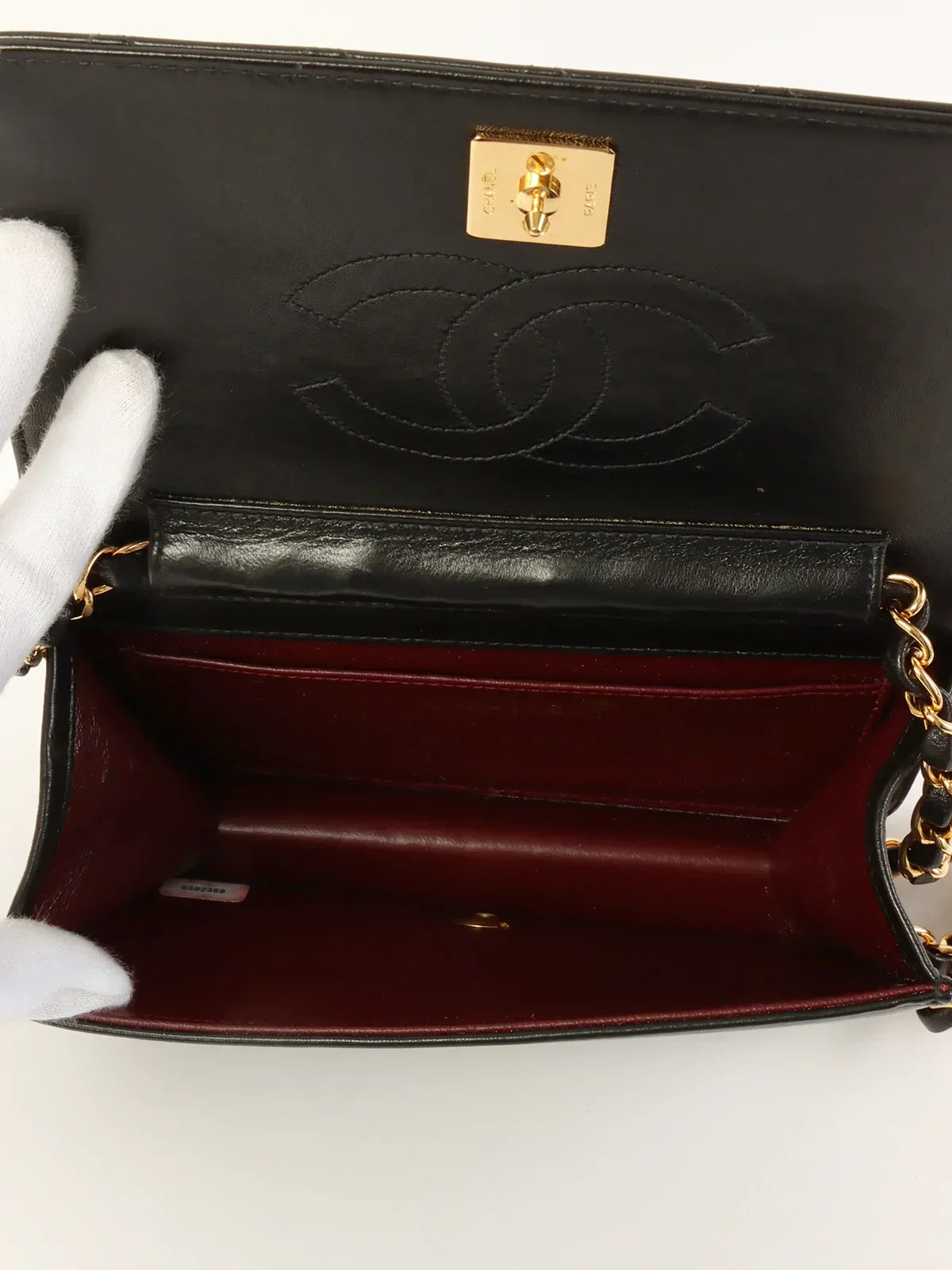 CHANEL Around 1998 Made Full Flap Cc Mark Plate Chain Bag Mini Black
