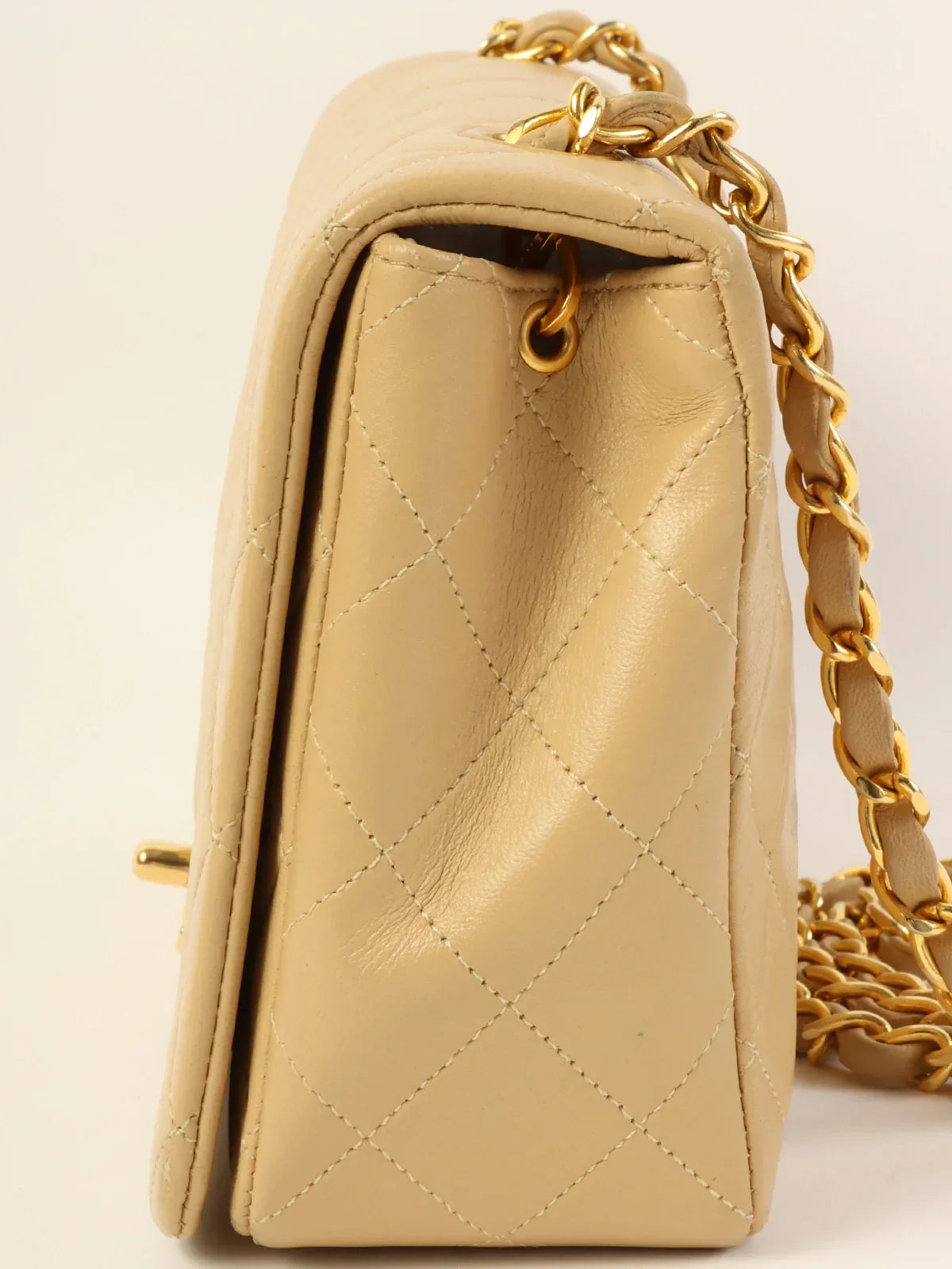 CHANEL Around 1990 Made Full Flap Chain Bag 23Cm Beige