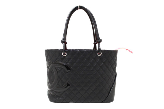 Chanel Black Quilted Calfskin Leather Large Cambon Tote Shoulder Bag