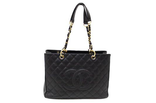 Chanel Black Quilted Caviar Leather Grand Shopper Tote Shoulder Bag