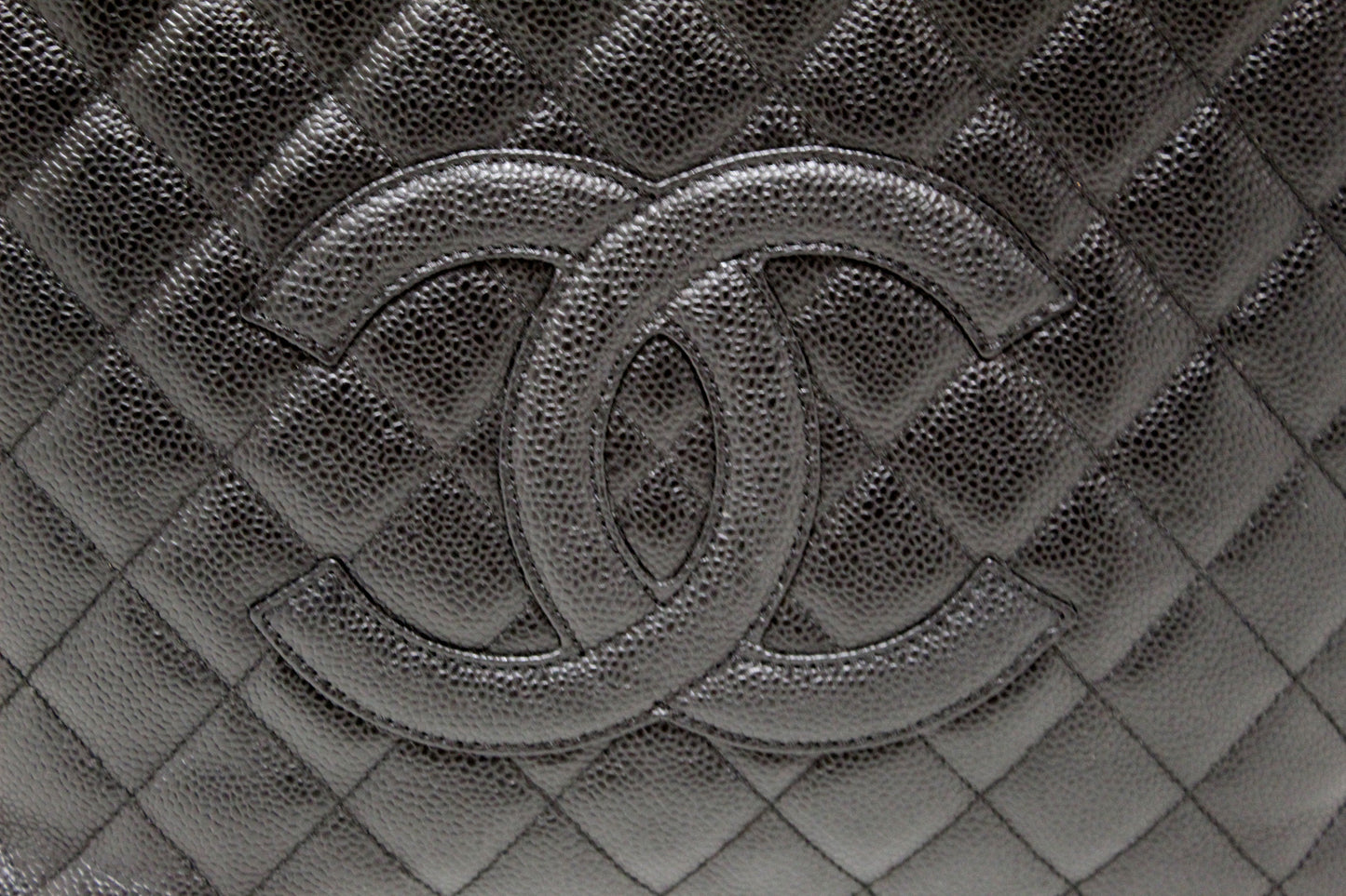 Chanel Black Quilted Caviar Leather Grand Shopper Tote Shoulder Bag