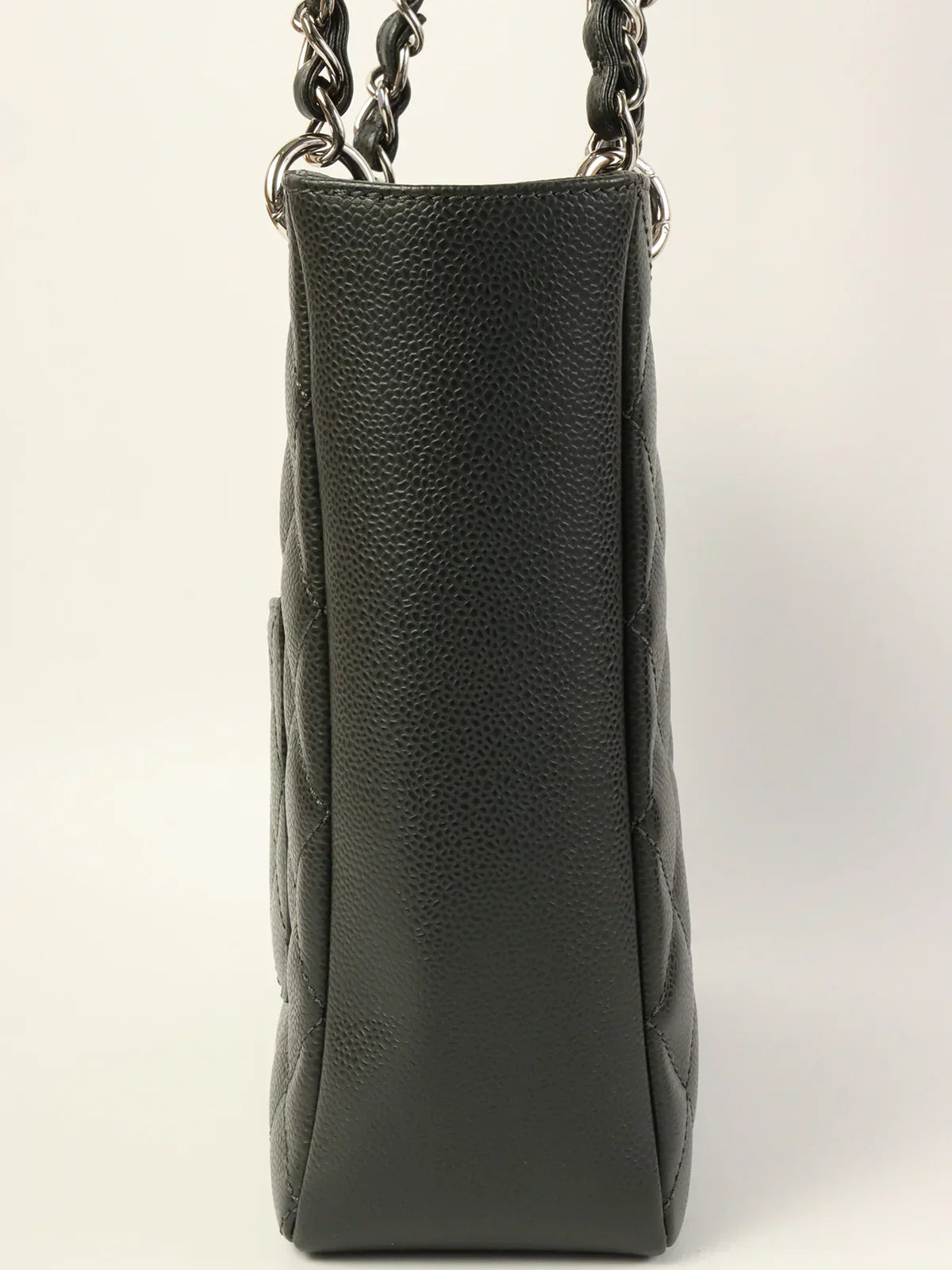 CHANEL Around 2014 Made Caviar Skin Cc Mark Stitch Chain Tote Bag Charcoal Grey