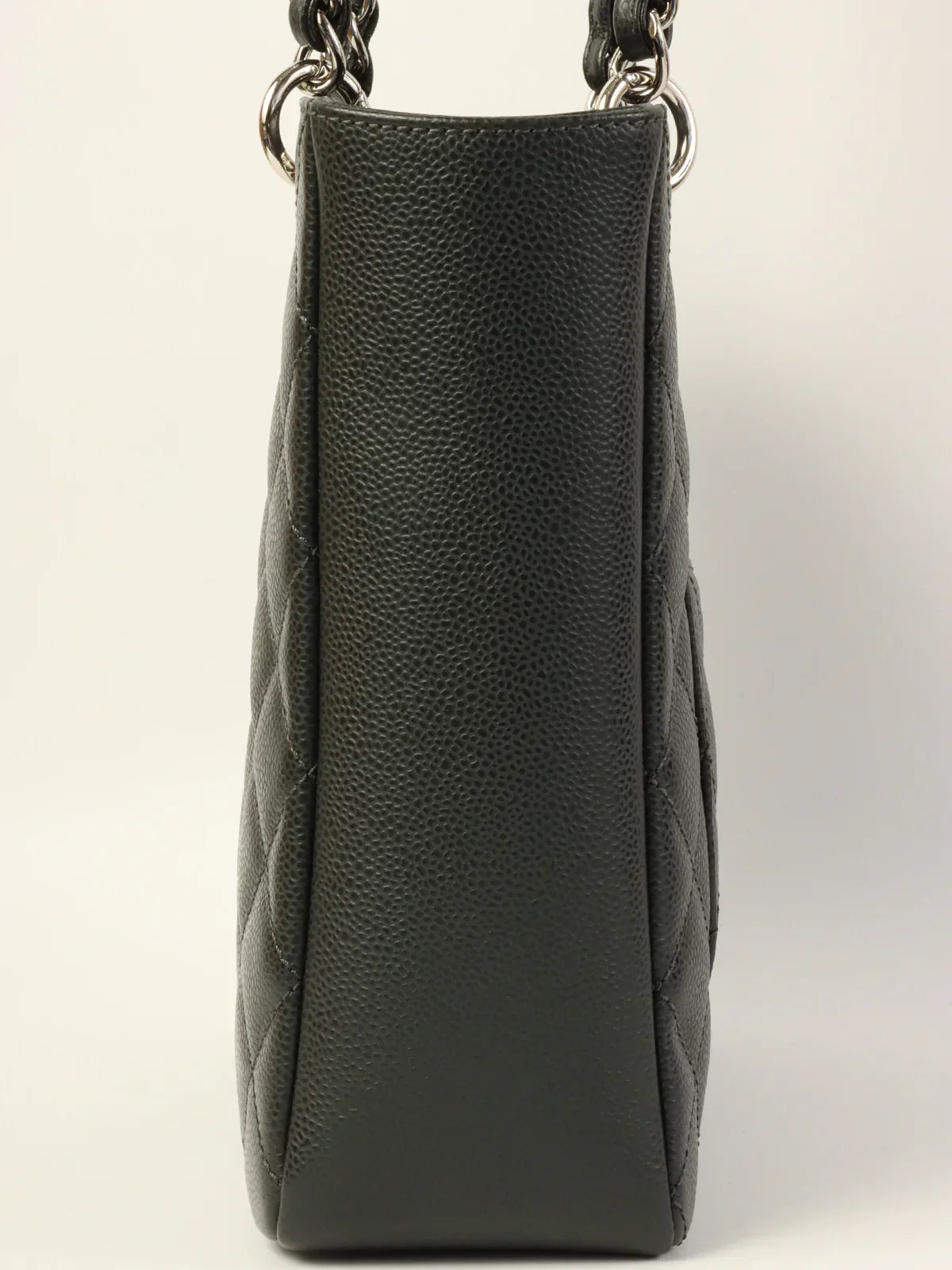 CHANEL Around 2014 Made Caviar Skin Cc Mark Stitch Chain Tote Bag Charcoal Grey