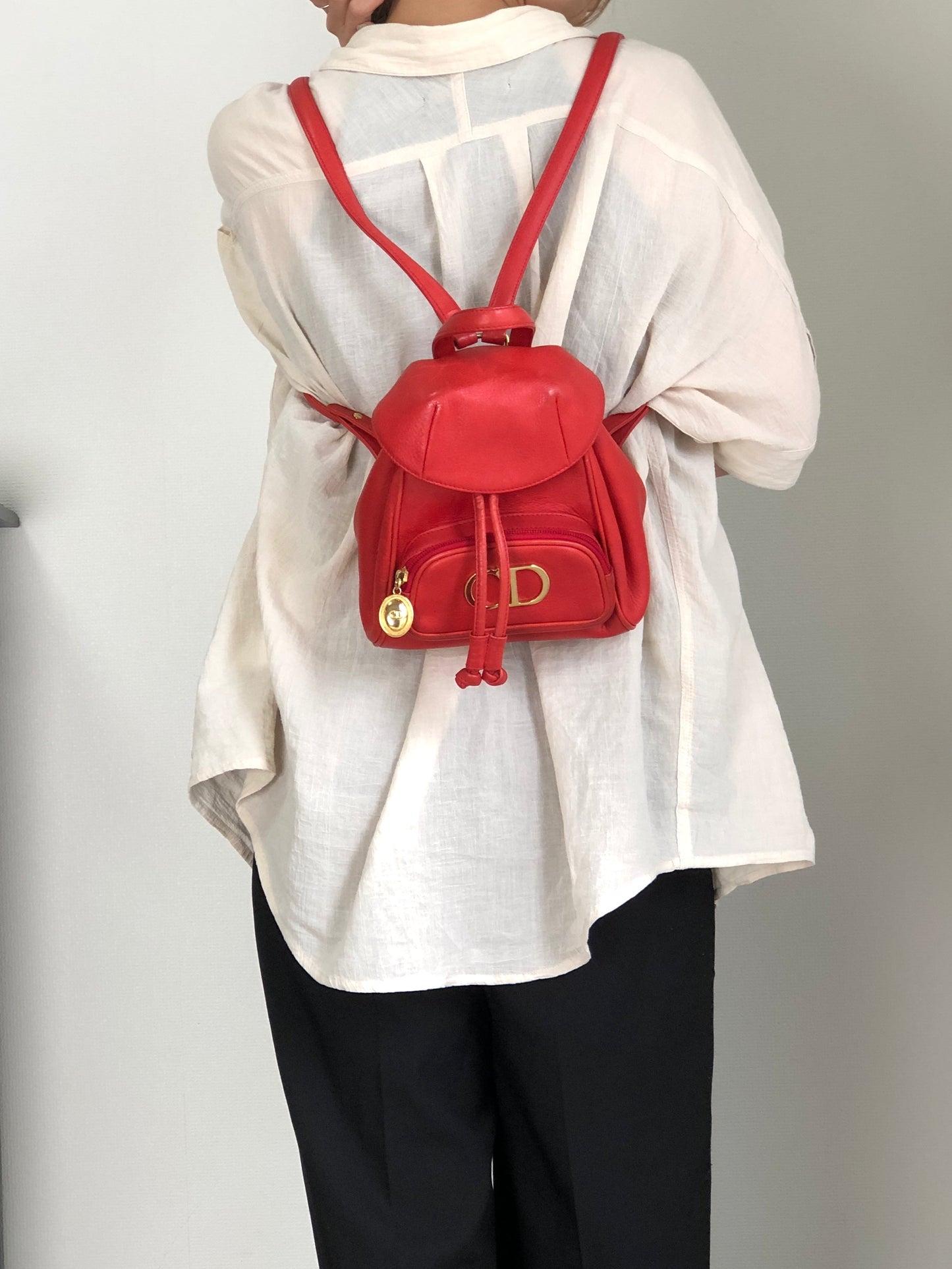 Christian Dior CD Logo Backpack Red Vintage pz728i