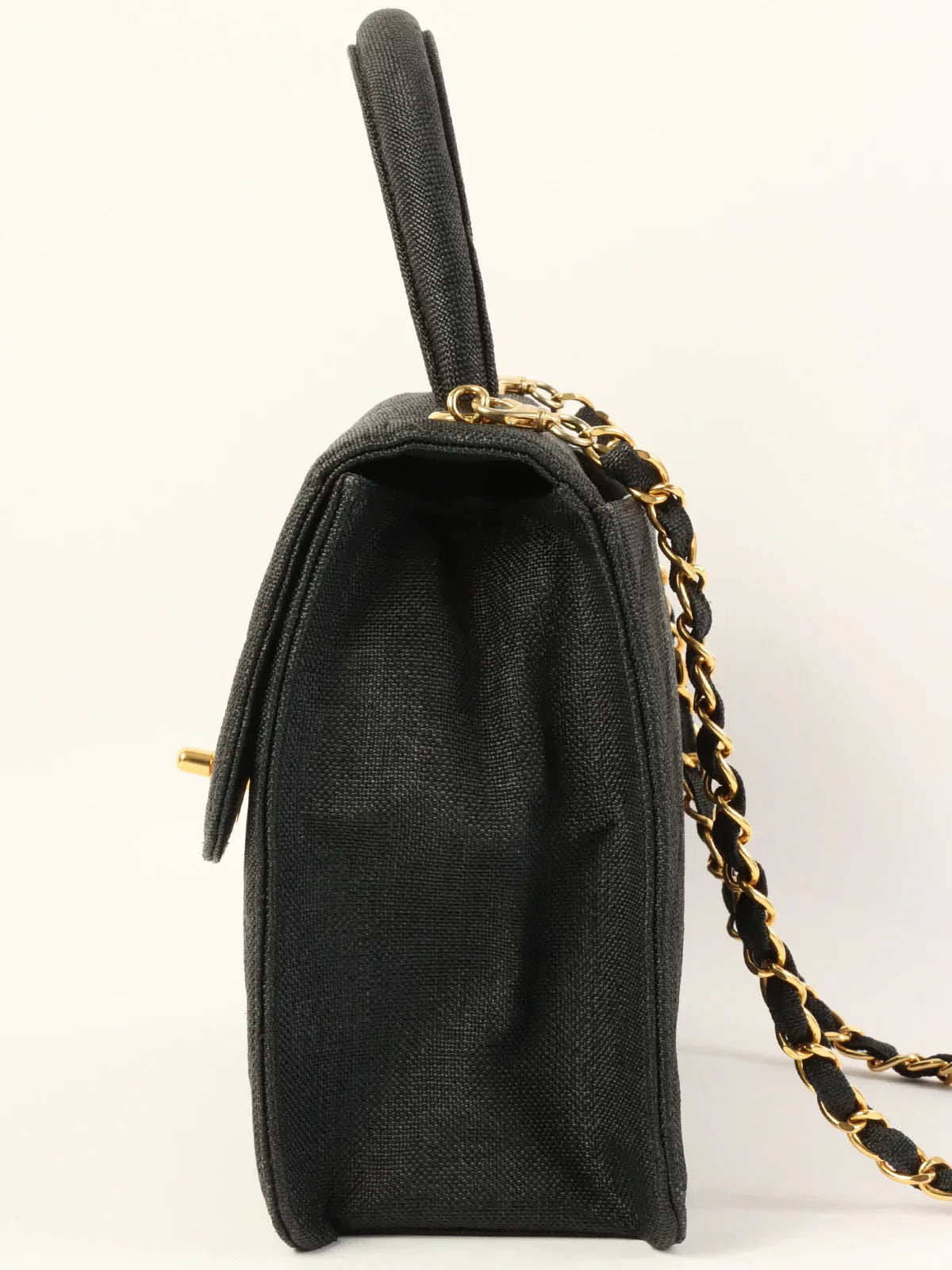 CHANEL Around 1992 Made Canvas Turn-Lock 2Way Bag Black