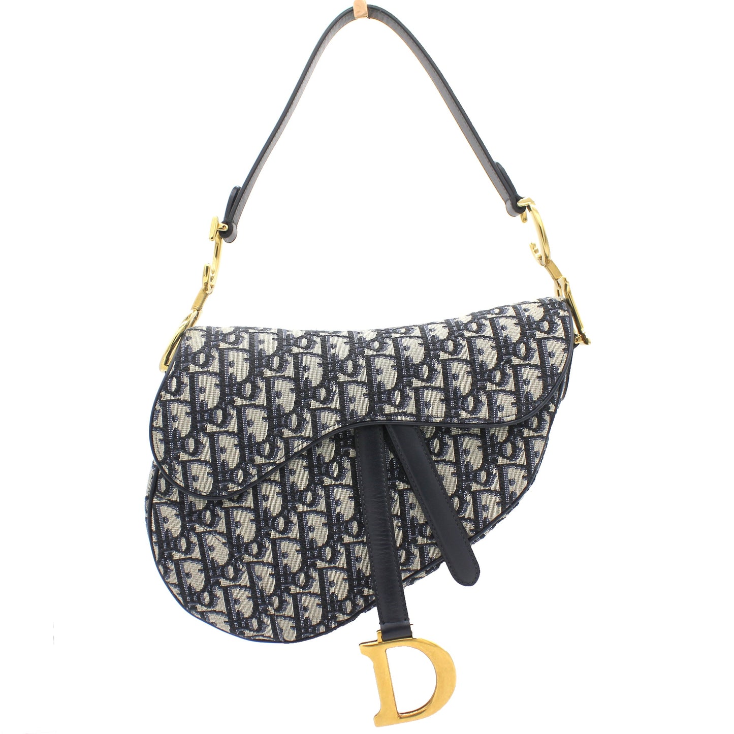 Dior Blue Oblique Jacquard Medium Saddle Bag