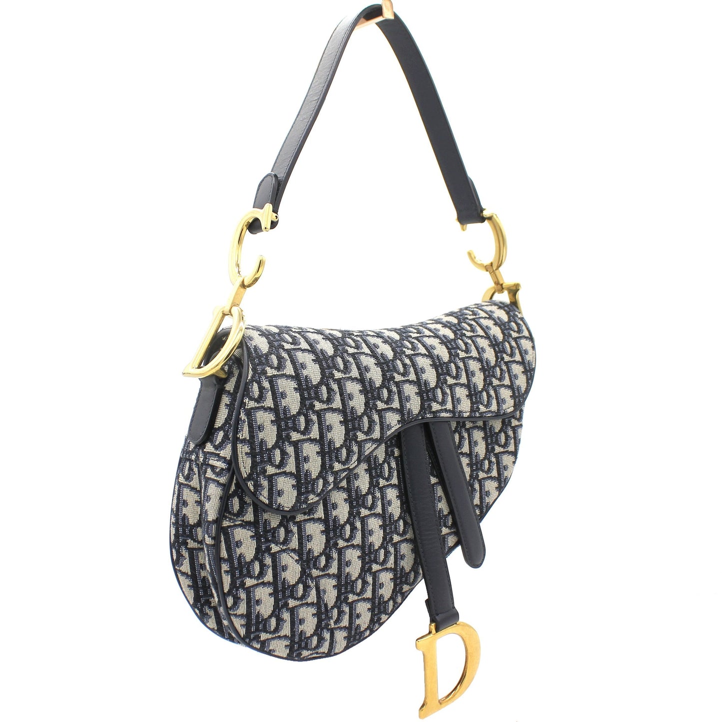 Dior Blue Oblique Jacquard Medium Saddle Bag