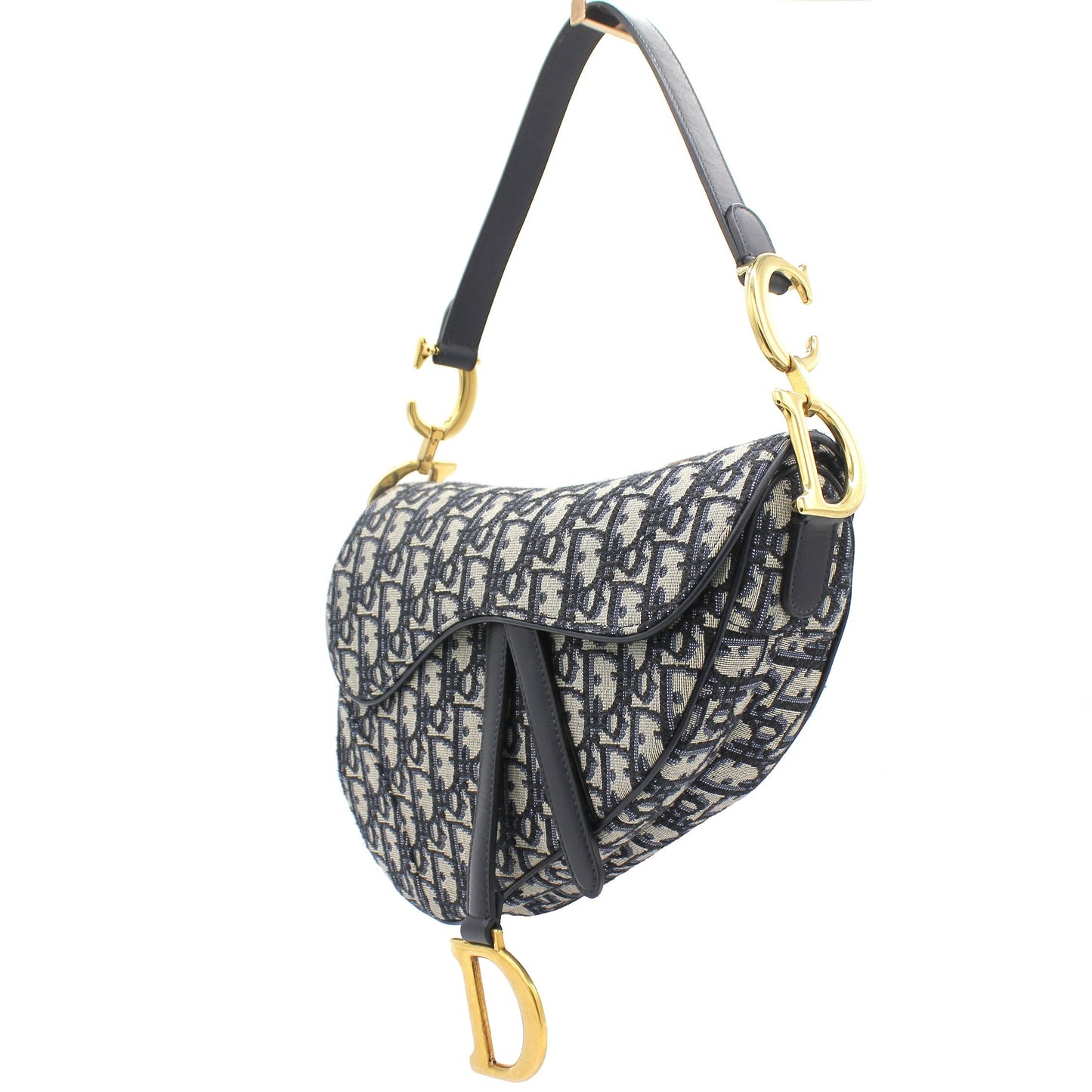 Dior Blue Oblique Jacquard Medium Saddle Bag