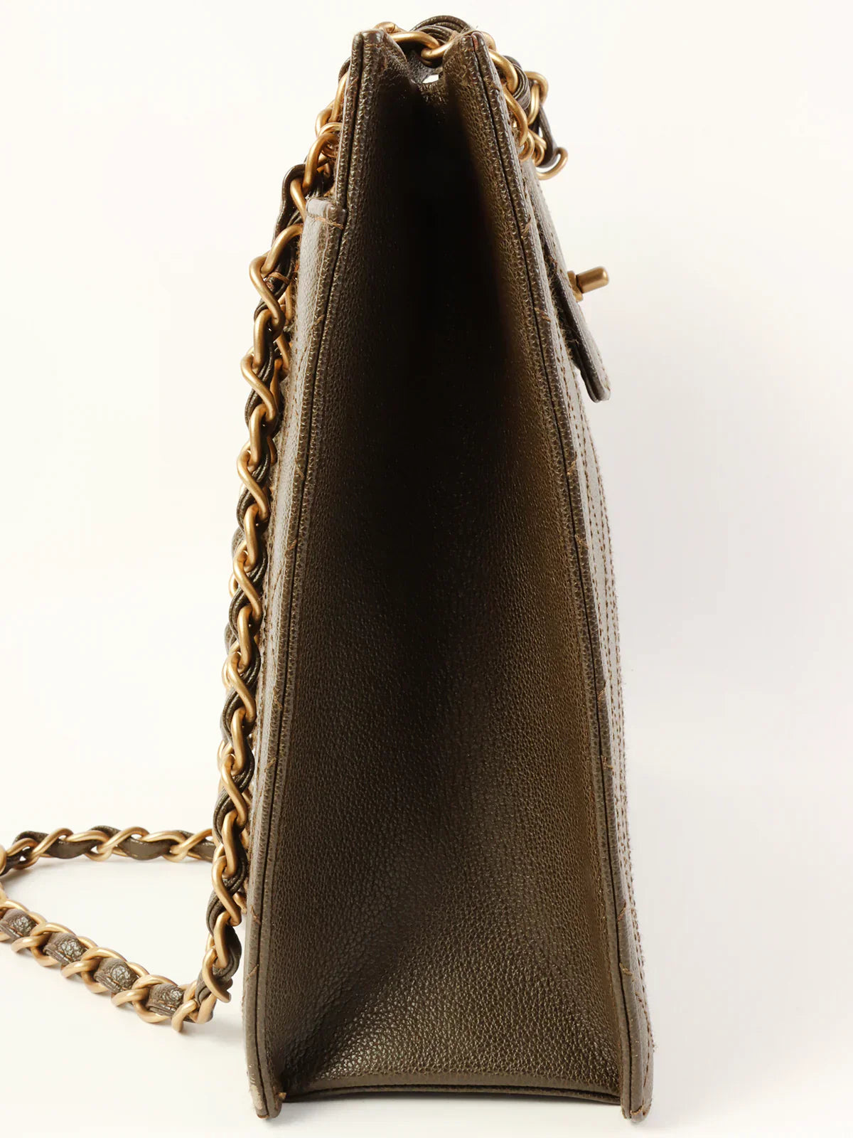 CHANEL Around 1998 Made Caviar Skin Turn-Lock Tote Bag Brown