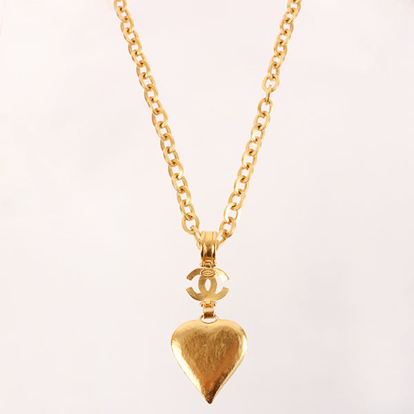 Chanel 1995 Made Heart Mirror Design Cc Mark Necklace