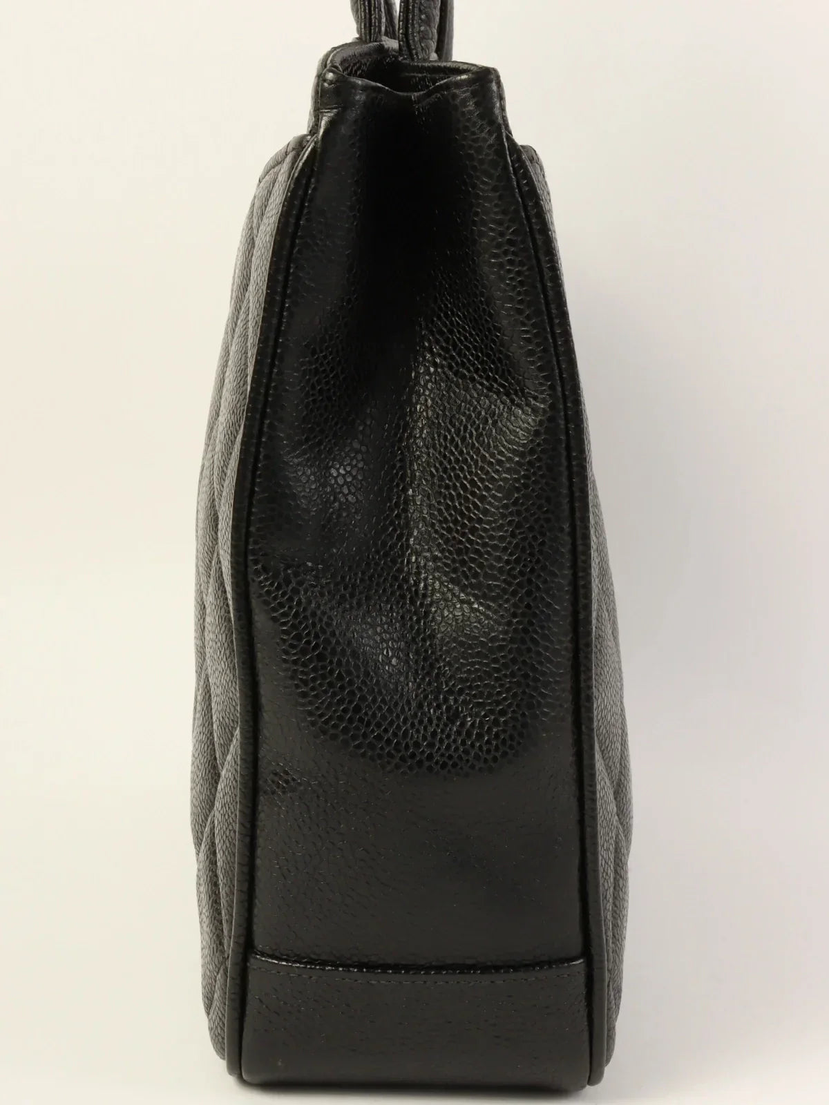 CHANEL Around 1997 Made Caviar Skin Turn-Lock Tote Bag Black