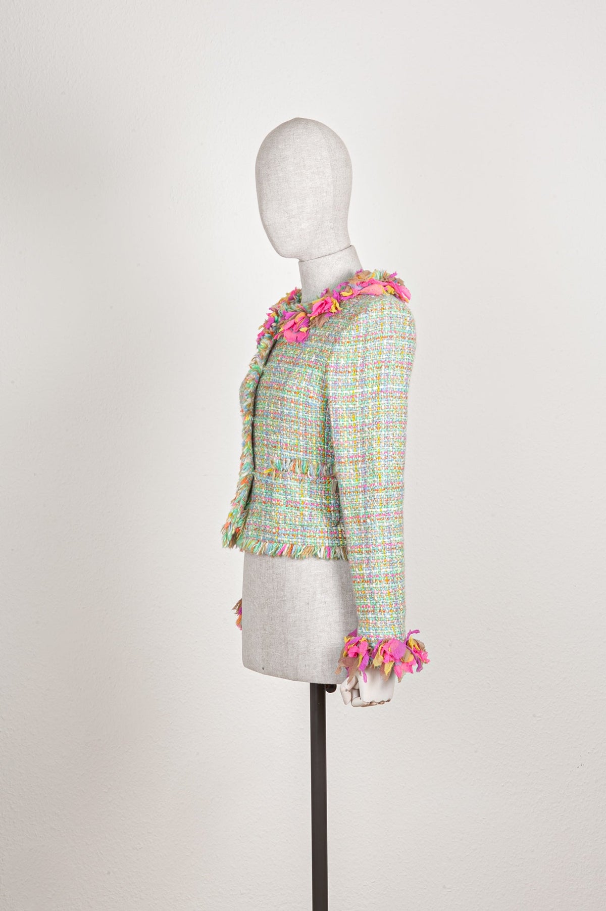 CHANEL Jacket Multicolor Tweed Green 01A