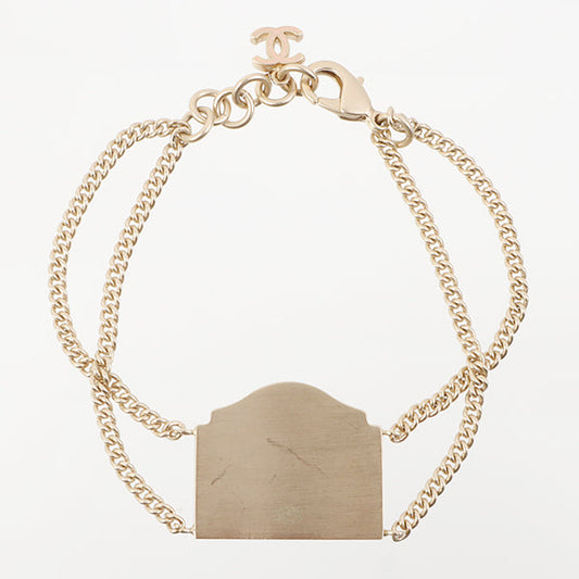 Chanel 1996 Made Box Motif Logo Plate Bracelet Pink/Champagne