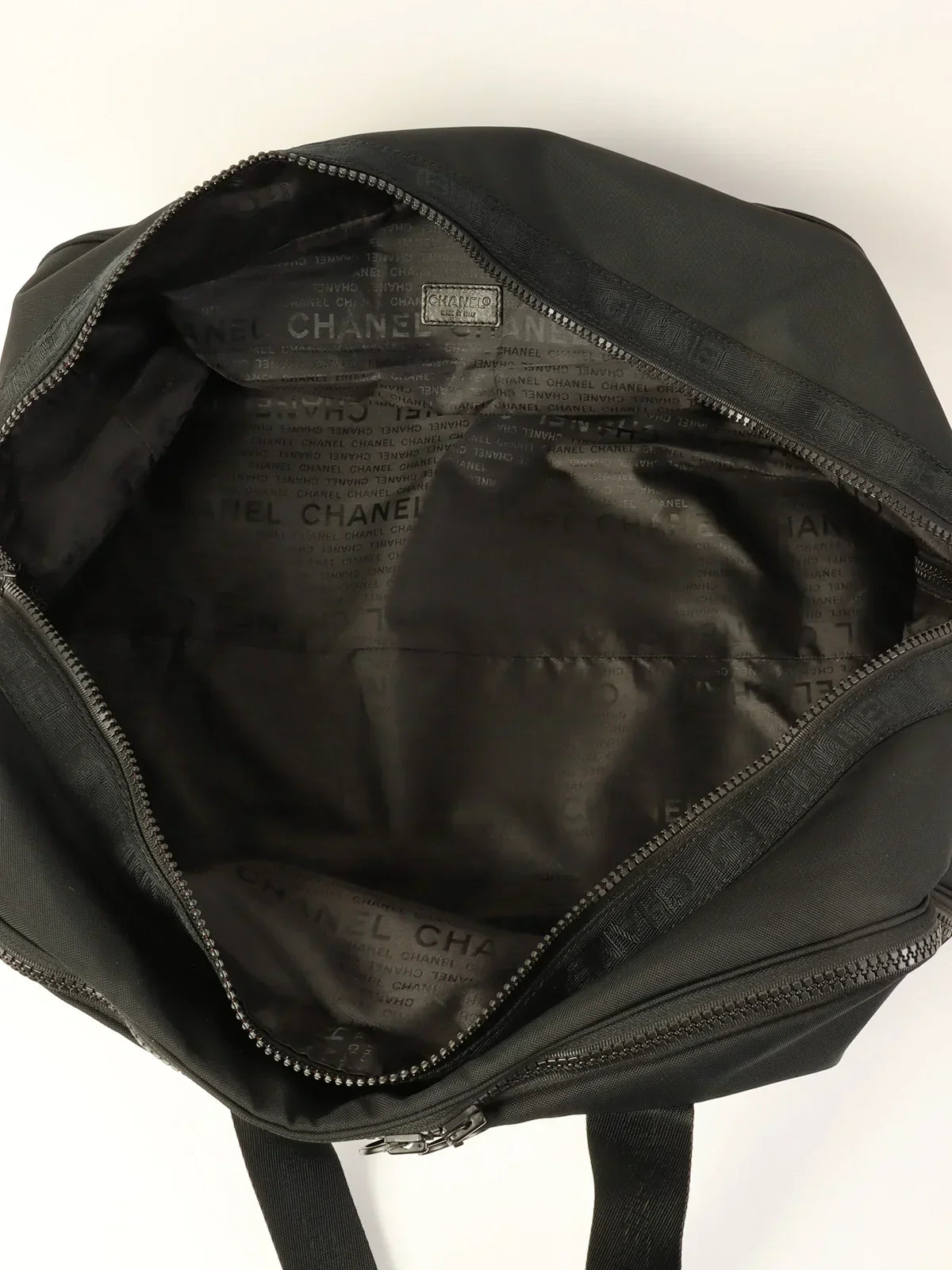 CHANEL Around 2001 Made Sport Line Nylon Logo Boston Bag Black