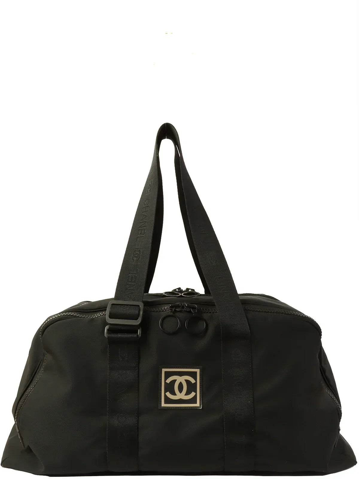 CHANEL Around 2001 Made Sport Line Nylon Logo Boston Bag Black
