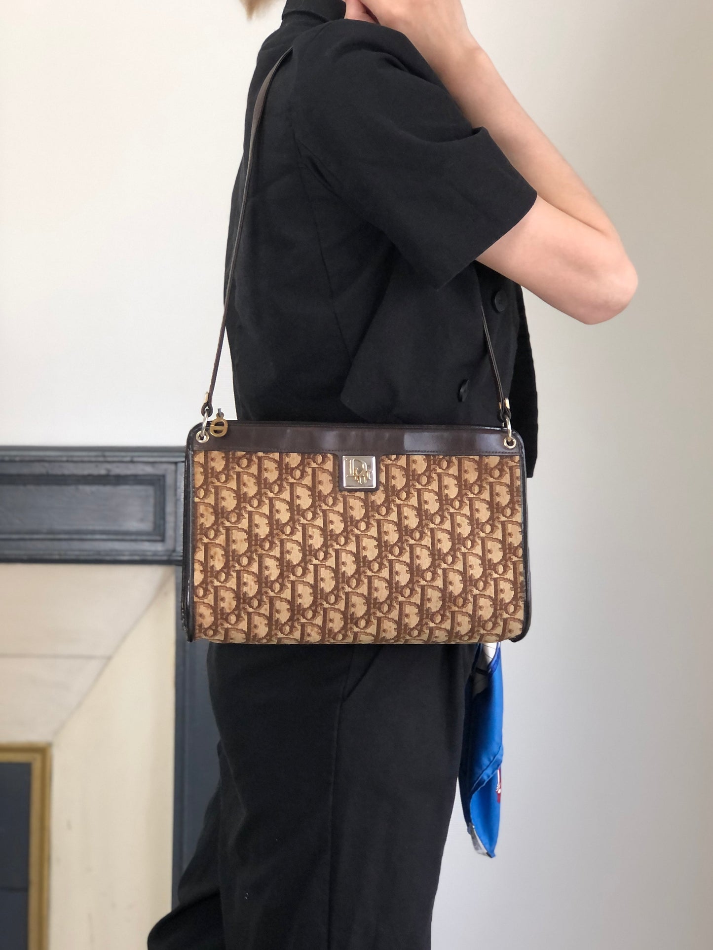 Christian Dior Trotter Logo Shoulder bag Brown Vintage xie5fc