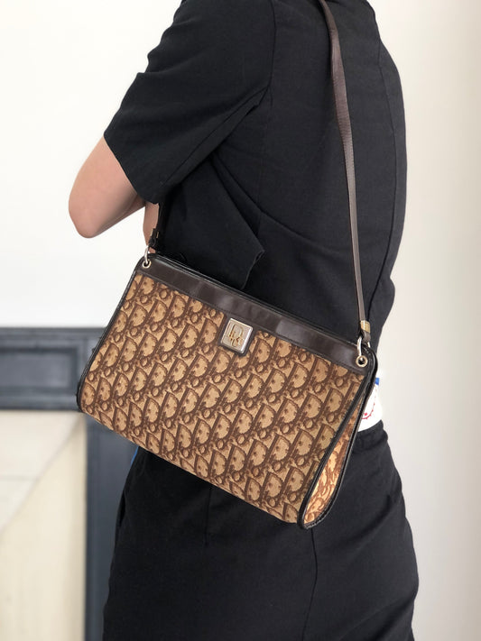 Christian Dior Trotter Logo Shoulder bag Brown Vintage xie5fc