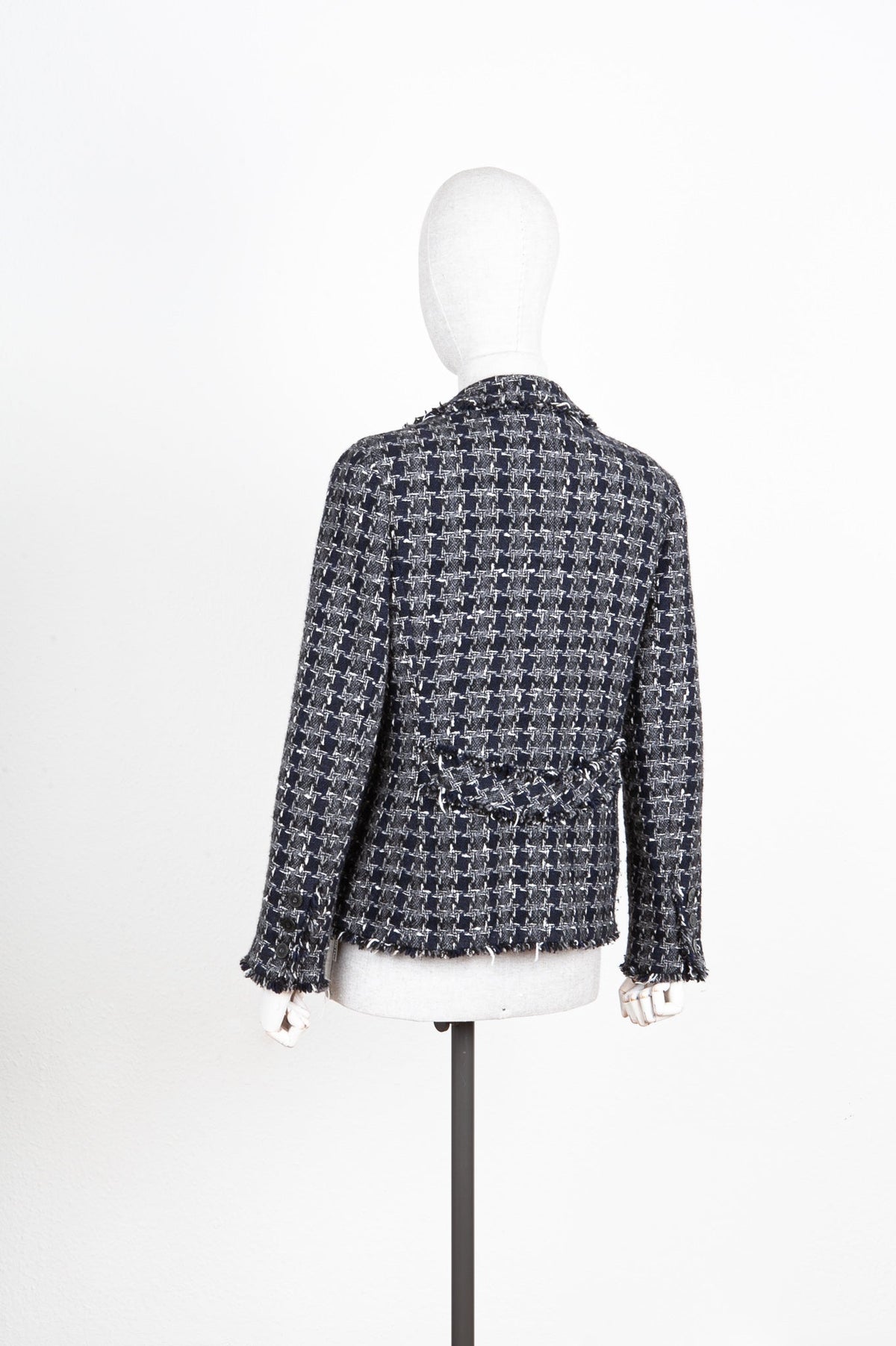 CHANEL Jacket Tweed Navy Grey