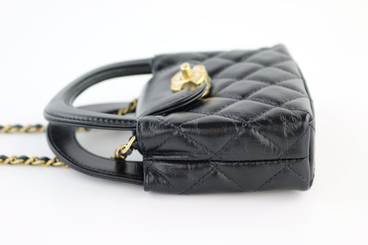 Black Aged Calfskin Nano Mini Kelly